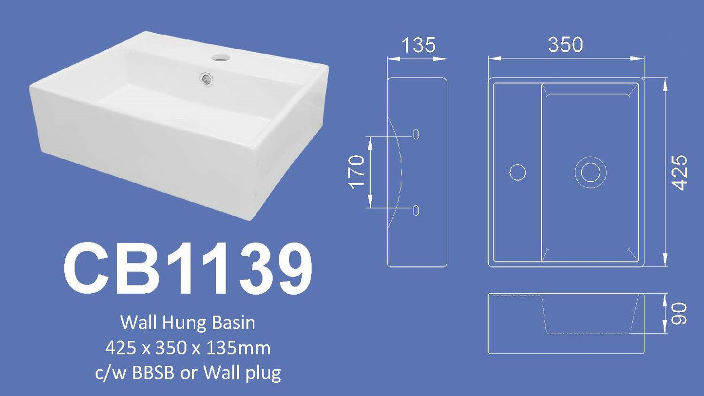 Basin- Velin CB1139 (Wall Hung)