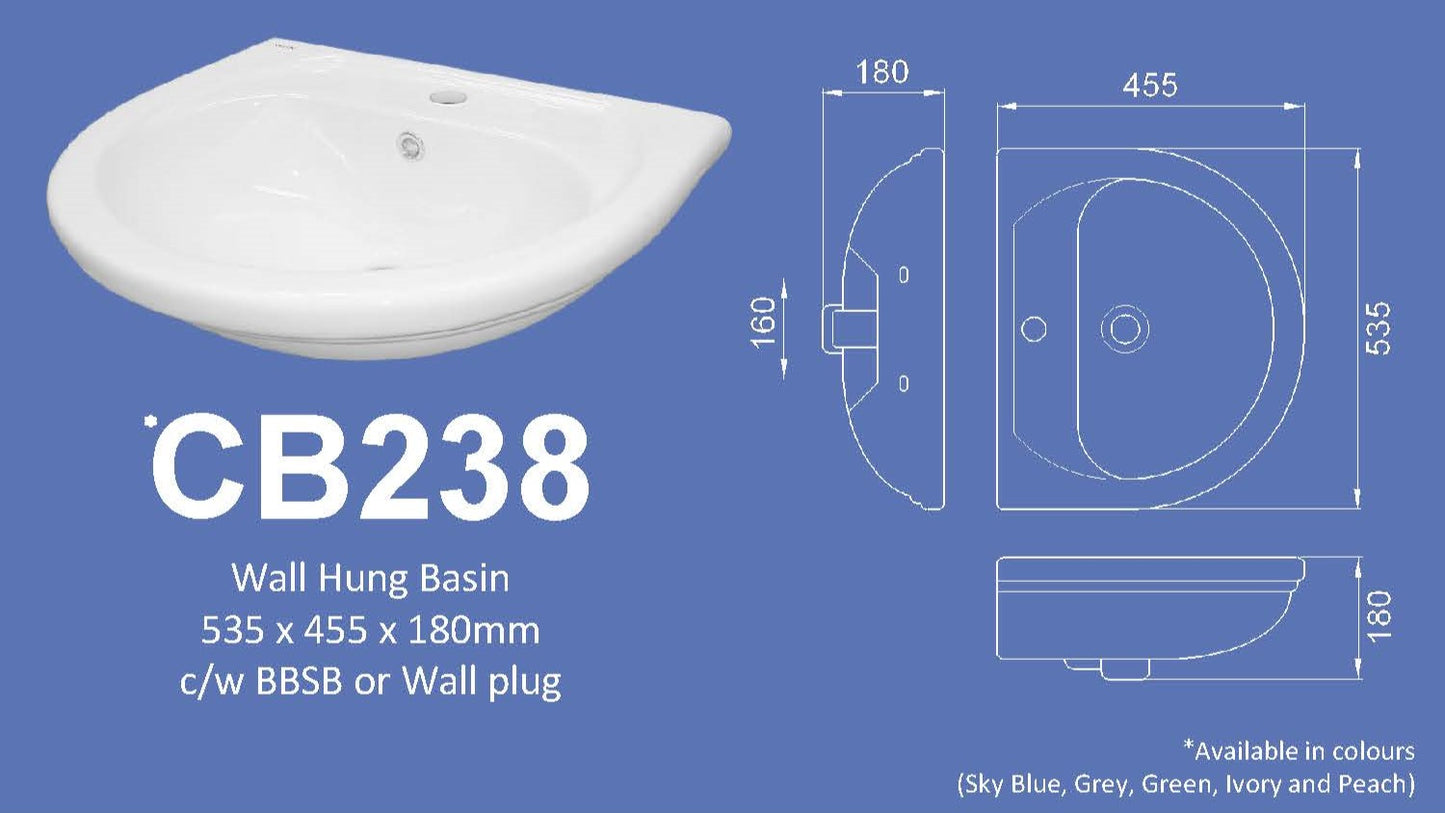 Basin- Velin CB238 (Wall Hung)
