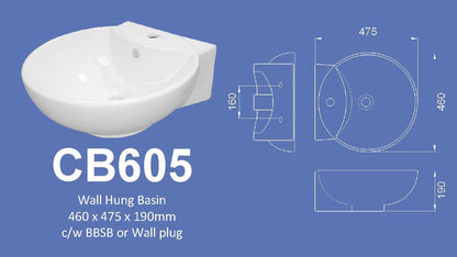 Basin- Velin CB605 (Wall Hung)