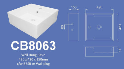Basin- Velin CB8063 (Wall Hung)