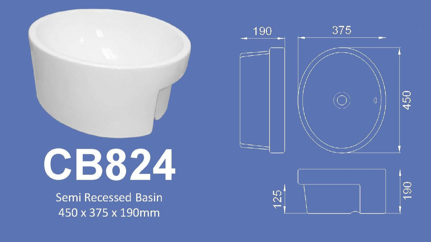 Basin- Velin CB824 (Semi Recessed)