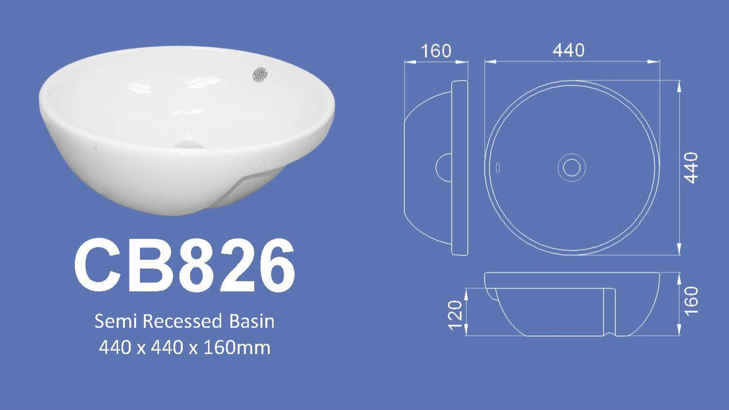 Basin- Velin CB826 (Semi Recessed)