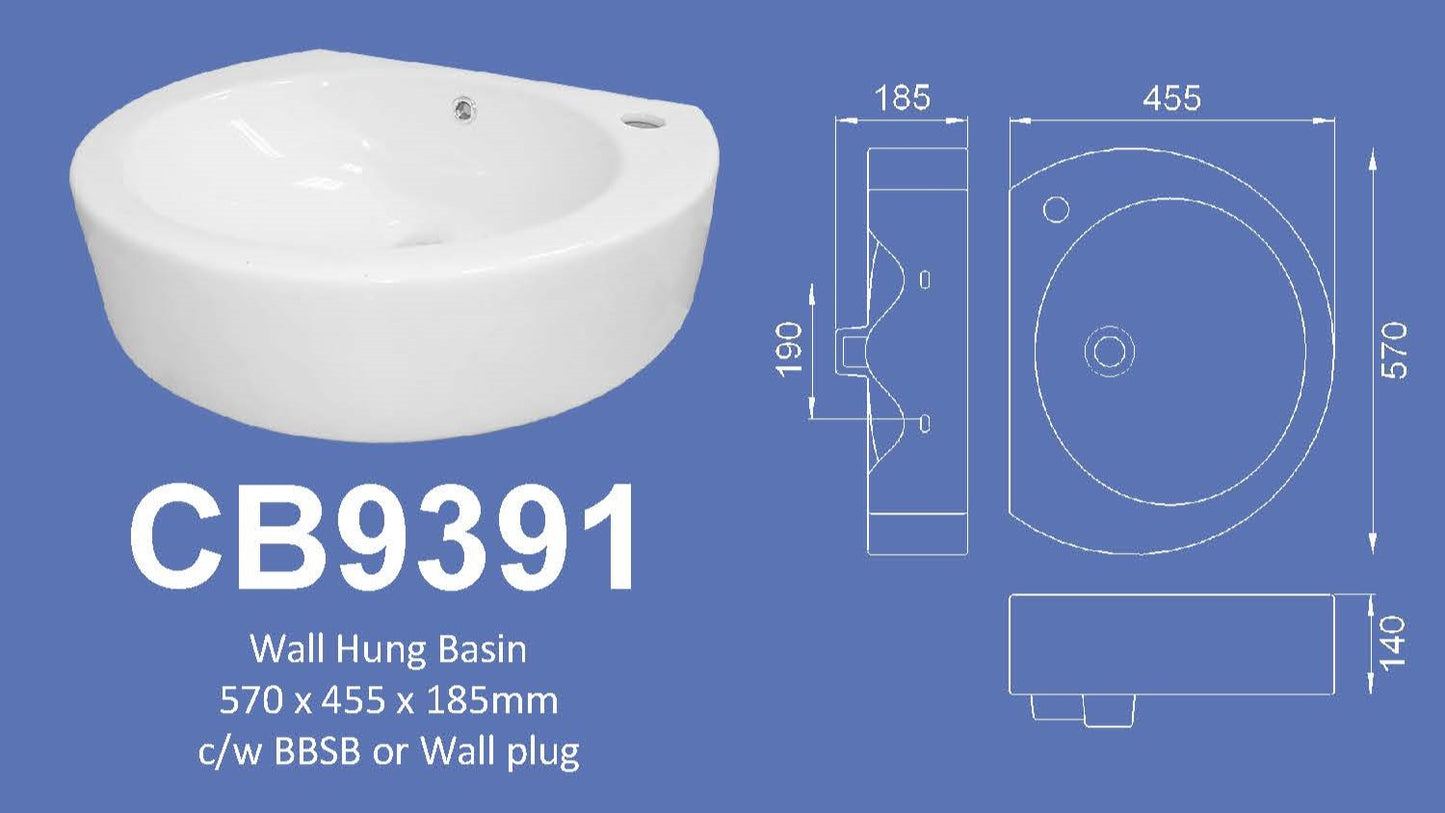 Basin- Velin CB9391 (Wall Hung)