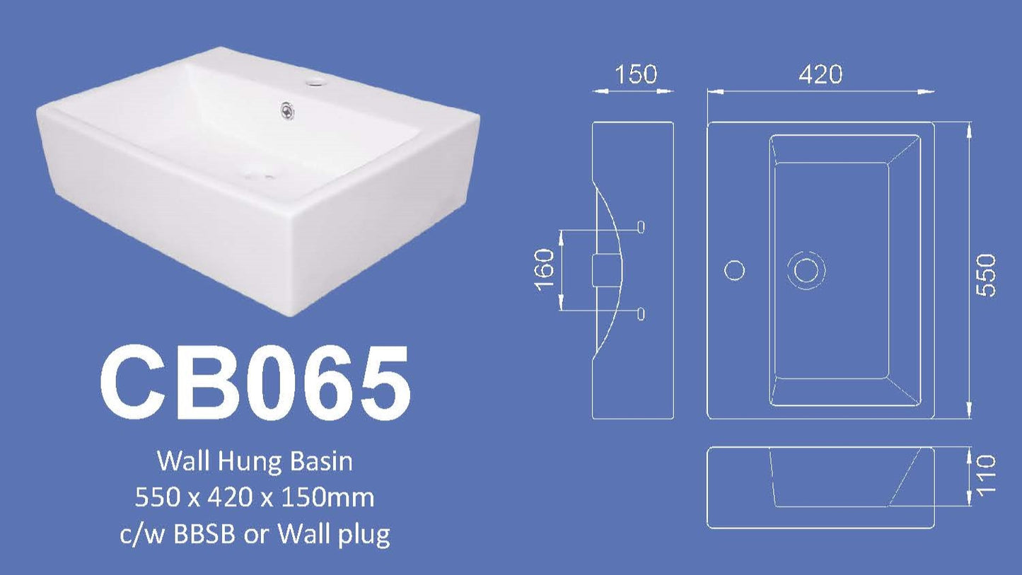 Basin- Velin CB065 (Wall Hung)