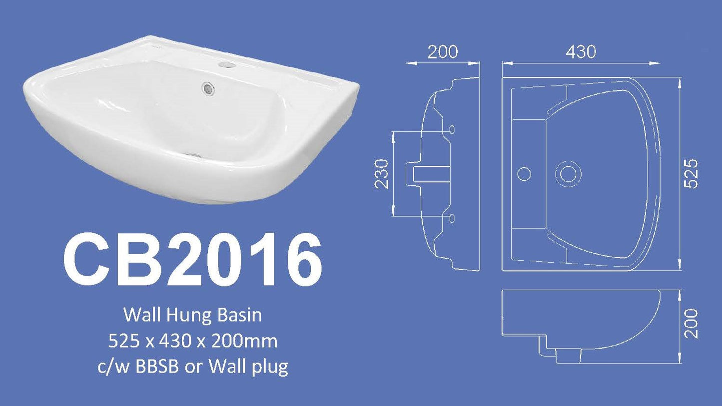 Basin- Velin CB2016 (Wall Hung)