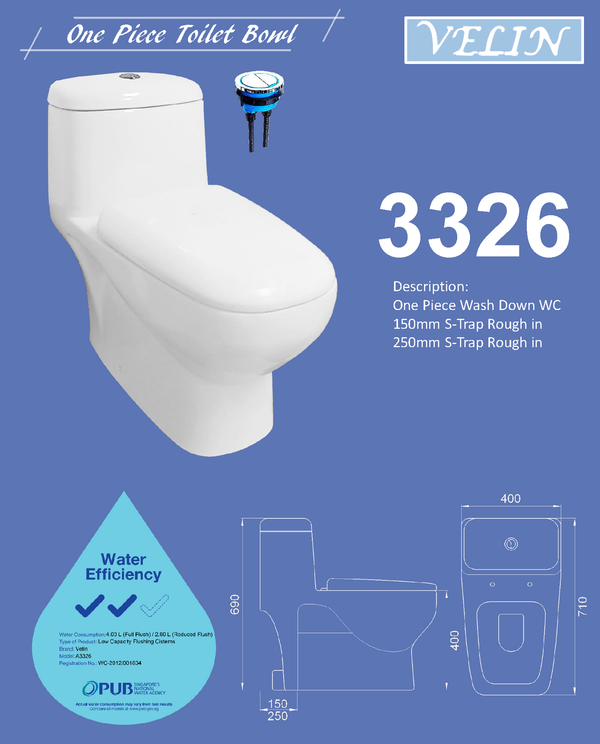 Toilet Bowl- Velin 3326